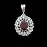 گردنبند نقره زنانه طرح ویشکا با سنگ گارنت الماس تراش - Image 2