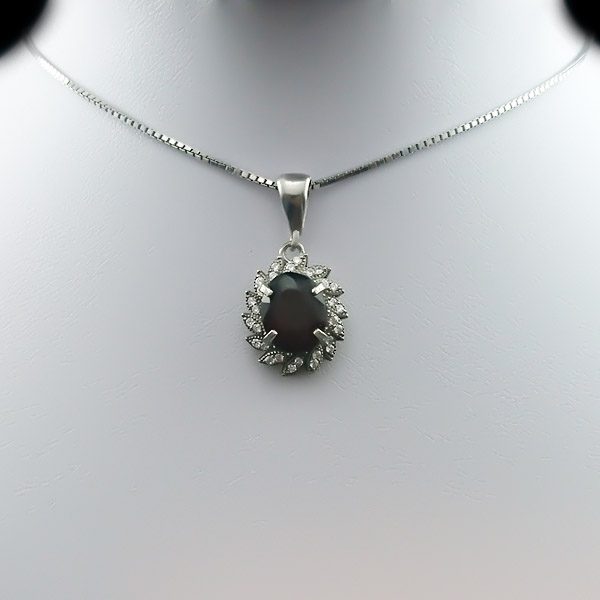 گردنبند گارنت الماس تراش نقره زنانه طرح مروارید - Image 3