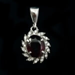 گردنبند گارنت الماس تراش نقره زنانه طرح مروارید - Image 2