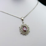 گردنبند نقره زنانه طرح گیسو با سنگ گارنت الماس تراش - Image 6