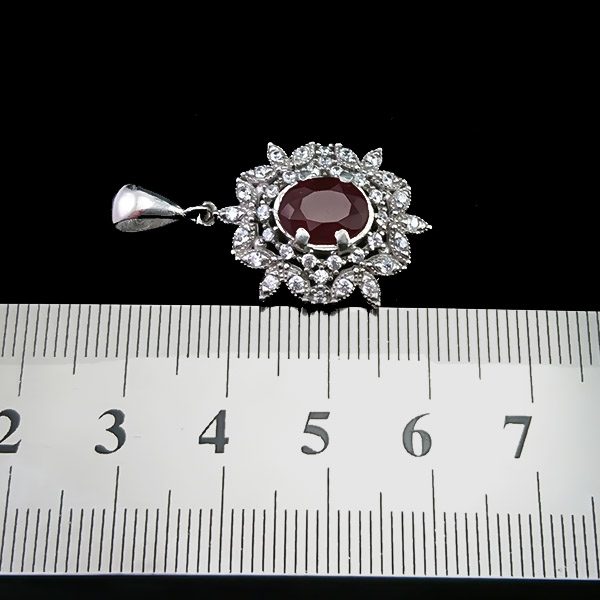 گردنبند نقره زنانه طرح گیسو با سنگ گارنت الماس تراش - Image 2