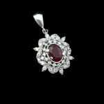 گردنبند نقره زنانه طرح گیسو با سنگ گارنت الماس تراش - Image 3