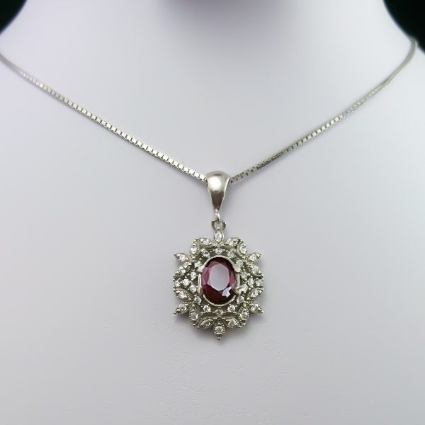 گردنبند گارنت زنانه نقره