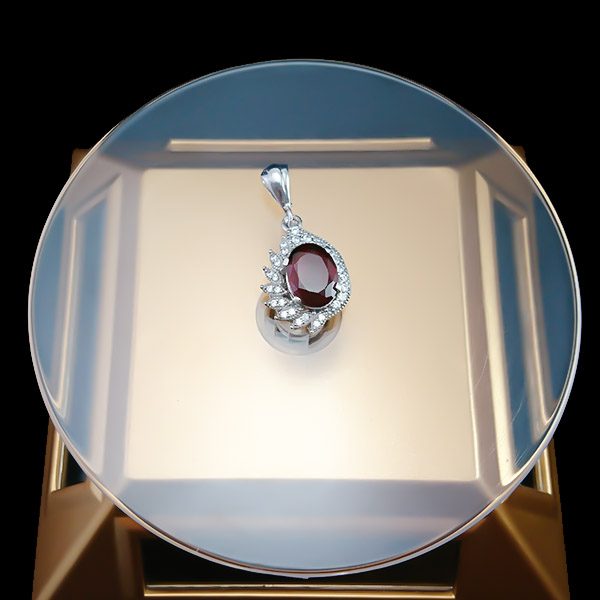 گردنبند نقره زنانه طرح گیتی با سنگ گارنت الماس تراش - Image 5