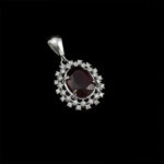 گردنبند گارنت الماس تراش نقره زنانه طرح ستایش