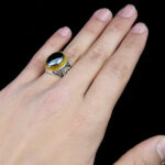 انگشتر نقره مردانه طرح دایان با سنگ حدید صینی+حکاکی - Image 4