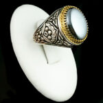 انگشتر نقره مردانه طرح دایان با سنگ حدید صینی+حکاکی