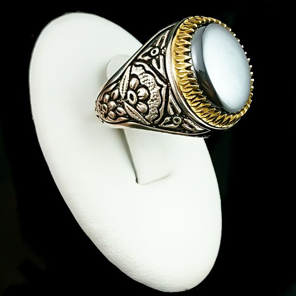 انگشتر حدید هفت جلاله مردانه نقره ساده