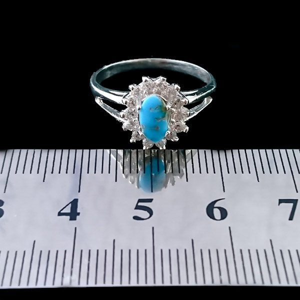 انگشتر نقره زنانه طرح یسنا با سنگ فیروزه نیشابوری - Image 3