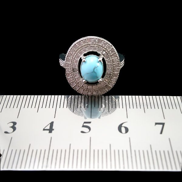 انگشتر نقره زنانه طرح لنا با سنگ فیروزه نیشابوری - Image 3