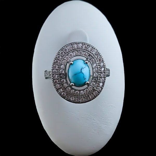 انگشتر نقره زنانه طرح لنا با سنگ فیروزه نیشابوری - Image 4