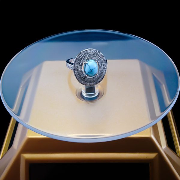 انگشتر نقره زنانه طرح لنا با سنگ فیروزه نیشابوری - Image 2