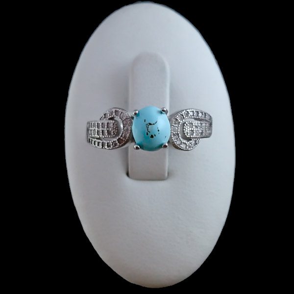 انگشتر نقره زنانه طرح سپینود با سنگ فیروزه نیشابوری - Image 4