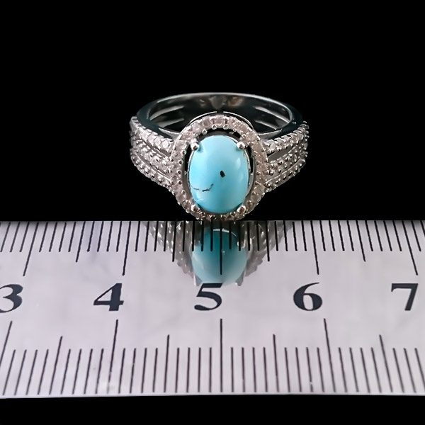 انگشتر نقره زنانه طرح سونیا با سنگ فیروزه نیشابوری - Image 4