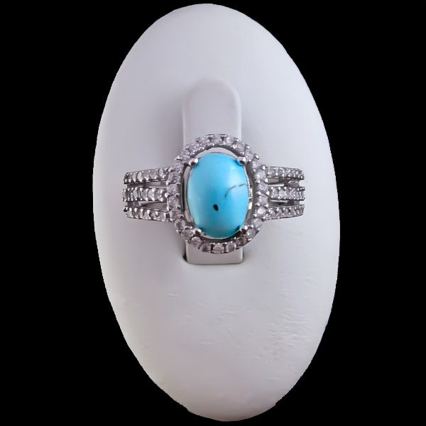 انگشتر نقره زنانه طرح سونیا با سنگ فیروزه نیشابوری - Image 2