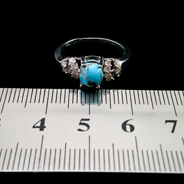 انگشتر نقره زنانه طرح شایلی با سنگ فیروزه نیشابوری - Image 3