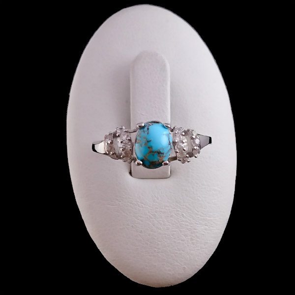 انگشتر نقره زنانه طرح شایلی با سنگ فیروزه نیشابوری - Image 4