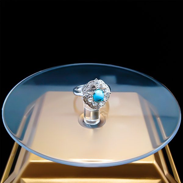 انگشتر نقره زنانه طرح فرمهر با سنگ فیروزه نیشابوری - Image 2