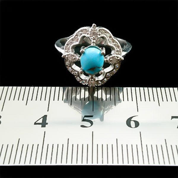 انگشتر نقره زنانه طرح فرمهر با سنگ فیروزه نیشابوری - Image 3