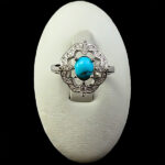 انگشتر نقره زنانه طرح فرمهر با سنگ فیروزه نیشابوری - Image 4