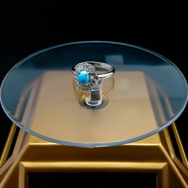 انگشتر نقره زنانه طرح فریال با سنگ فیروزه نیشابوری - Image 4