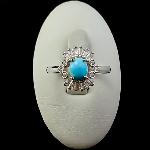 انگشتر نقره زنانه طرح فریال با سنگ فیروزه نیشابوری - Image 3