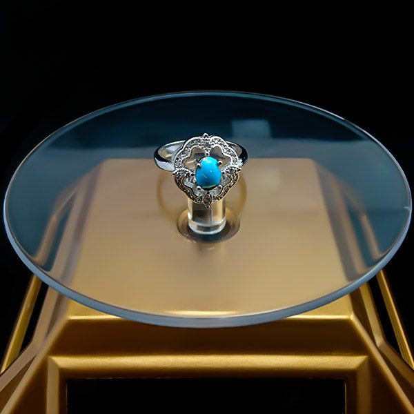انگشتر نقره زنانه طرح کاترین با سنگ فیروزه نیشابوری - Image 3
