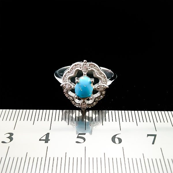 انگشتر نقره زنانه طرح کاترین با سنگ فیروزه نیشابوری - Image 4