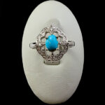 انگشتر نقره زنانه طرح کاترین با سنگ فیروزه نیشابوری - Image 2