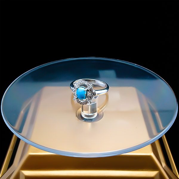 انگشتر نقره زنانه طرح کارولین با سنگ فیروزه نیشابوری - Image 4