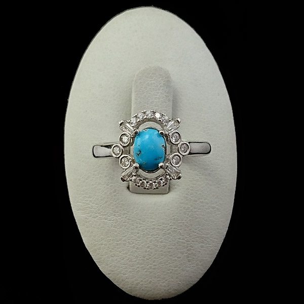 انگشتر نقره زنانه طرح کارولین با سنگ فیروزه نیشابوری - Image 3