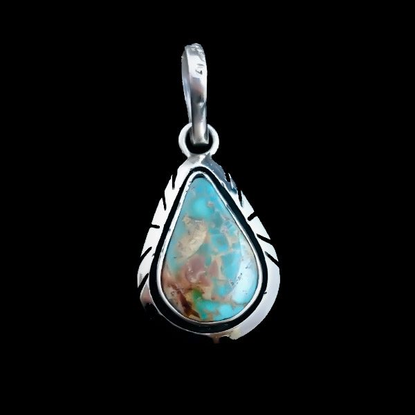 گردنبند نقره مردانه و زنانه طرح شوکا با سنگ فیروزه نیشابوری - Image 3