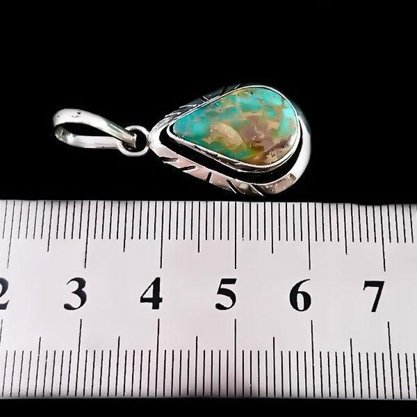 گردنبند نقره مردانه و زنانه طرح شوکا با سنگ فیروزه نیشابوری - Image 5