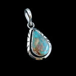 گردنبند نقره مردانه و زنانه طرح شوکا با سنگ فیروزه نیشابوری - Image 2