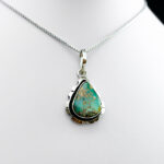 گردنبند نقره مردانه و زنانه طرح صبرا با سنگ فیروزه نیشابوری - Image 2