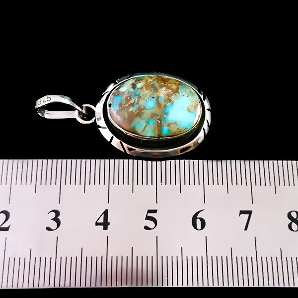 گردنبند نقره مردانه و زنانه طرح طراوت با سنگ فیروزه نیشابوری - Image 5