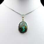 گردنبند نقره مردانه و زنانه طرح مهسان سنگ فیروزه نیشابوری‌‌‌