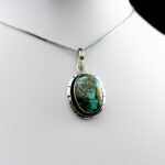 گردنبند نقره مردانه و زنانه طرح مهسان سنگ فیروزه نیشابوری‌‌‌ - Image 5