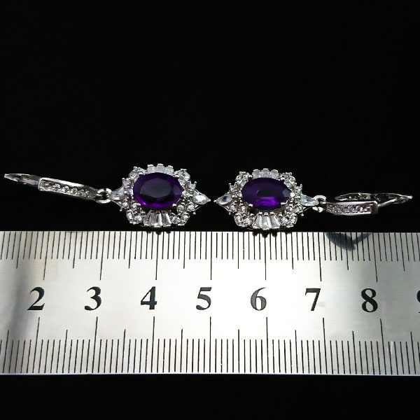 نیم ست نقره زنانه طرح صوفیا با سنگ آمیتیست الماس تراش - Image 6