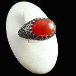 انگشتر نقره مردانه طرح آبتین با سنگ عقیق یمنی سرخ