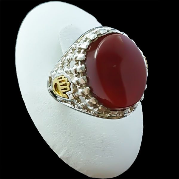 انگشتر عقیق یمنی سرخ مردانه نقره