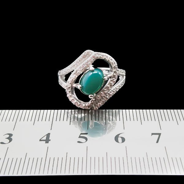 انگشتر نقره زنانه طرح لامیا با سنگ عقیق سبز - Image 3