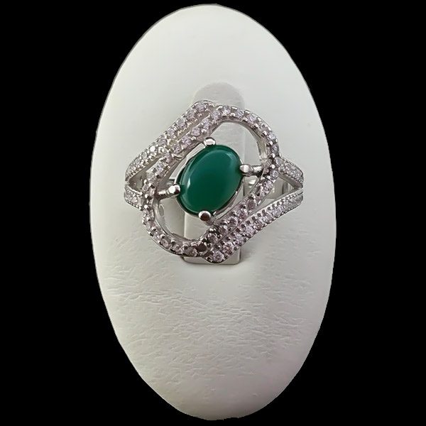 انگشتر نقره زنانه طرح لامیا با سنگ عقیق سبز - Image 4