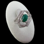 انگشتر نقره زنانه طرح لامیا با سنگ عقیق سبز