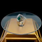 انگشتر نقره زنانه طرح لامیا با سنگ عقیق سبز - Image 2