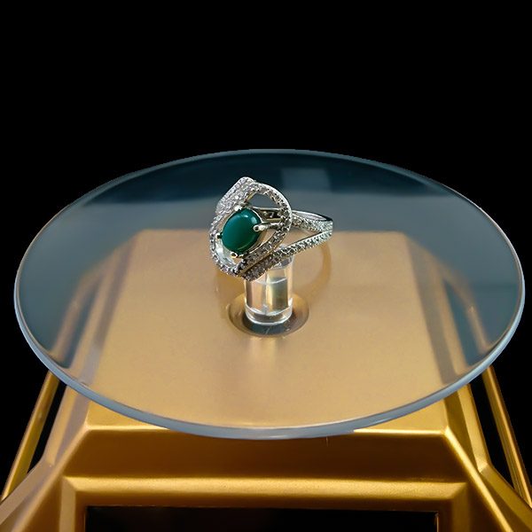 انگشتر نقره زنانه طرح لامیا با سنگ عقیق سبز - Image 2