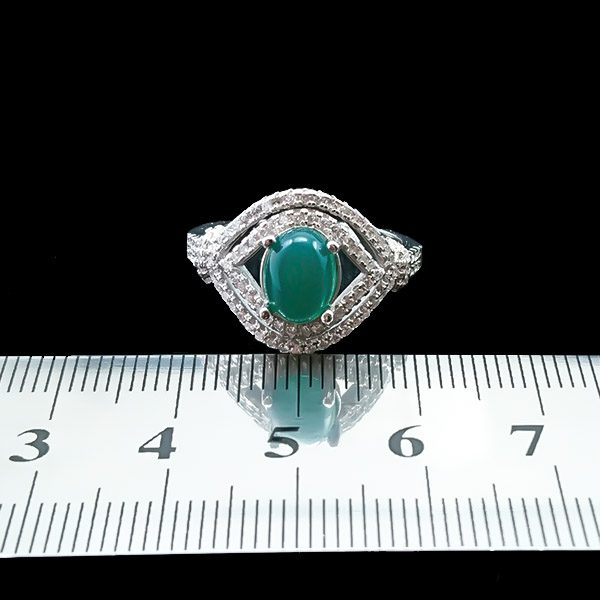 انگشتر نقره زنانه طرح لینا با سنگ عقیق سبز - Image 4