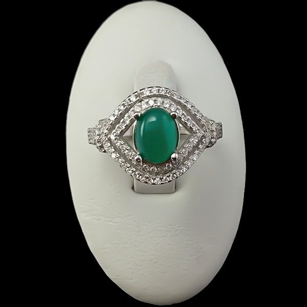 انگشتر نقره زنانه طرح لینا با سنگ عقیق سبز - Image 2