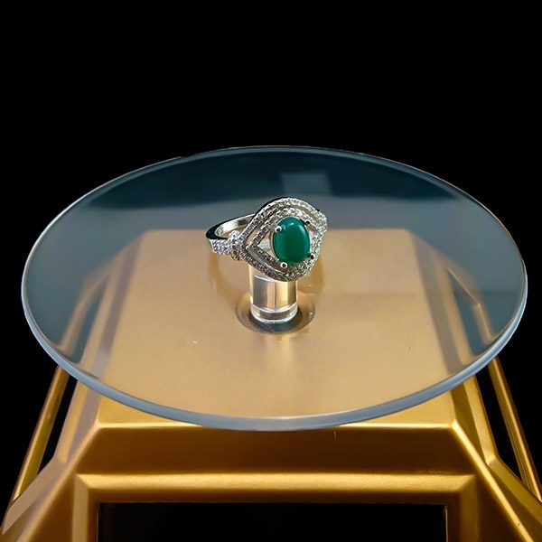 انگشتر نقره زنانه طرح لینا با سنگ عقیق سبز - Image 3