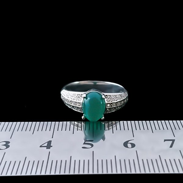 انگشتر نقره زنانه طرح لیانا با سنگ عقیق سبز - Image 3